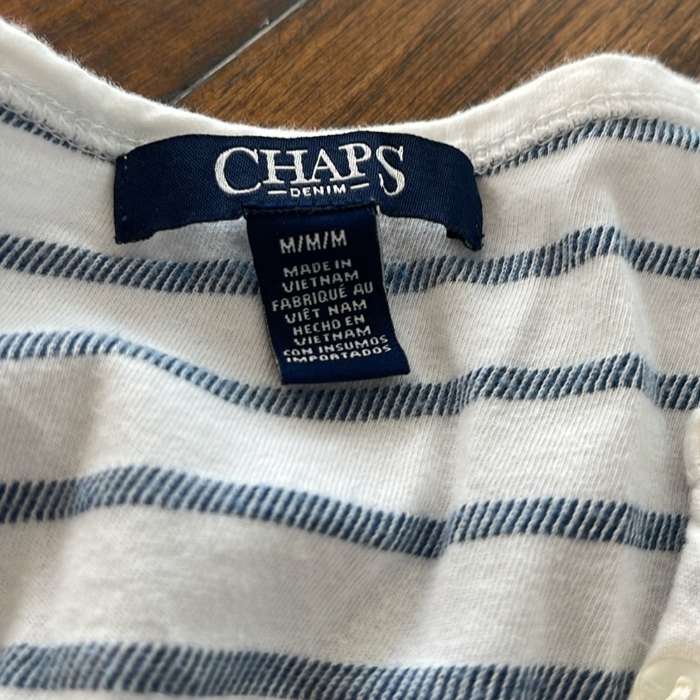 Ralph Lauren Chaps 3 shirt bundle  3/4 sleeve striped black olive blue sz M - Picture 13 of 16